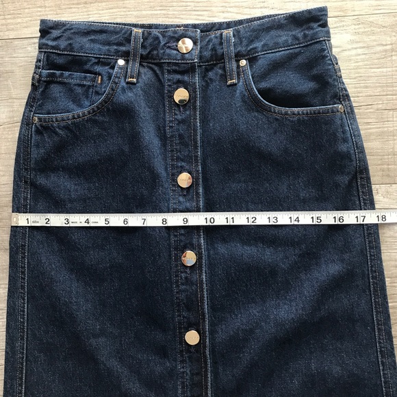 GOLDSIGN Easton Button Front A-Line Denim Midi Skirt - Picture 13 of 14